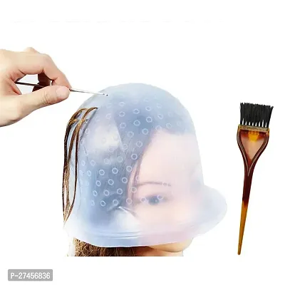 Silicone Reusable Highlight Salon Hair Coloring Dye Cap With Hair Colouring Brush-thumb2