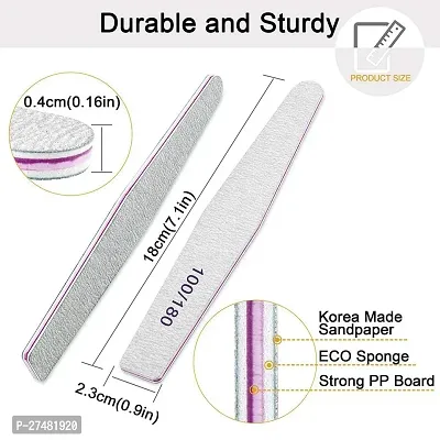 Twirey 10Pcs Professional 100/180 Double Sided Nail Filer/Emery Board/Buffer/Polisher, Reusable Hard File Washable Manicure Pedicure Tool For Home N Salon-thumb5