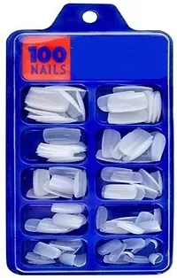 Twirey Artificial Nails Set With Glue Acrylic Fake/False Nails (Set Of 100 Pcs) And Artificial Nail Glue 3Gm, Reusable-thumb1