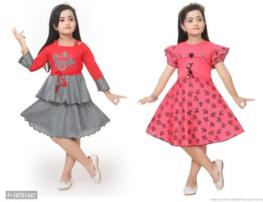 Stylish Fancy Cotton Frocks Combo For Girls Pack Of 2