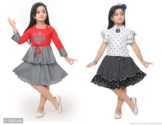 Stylish Fancy Cotton Frocks Combo For Girls Pack Of 2