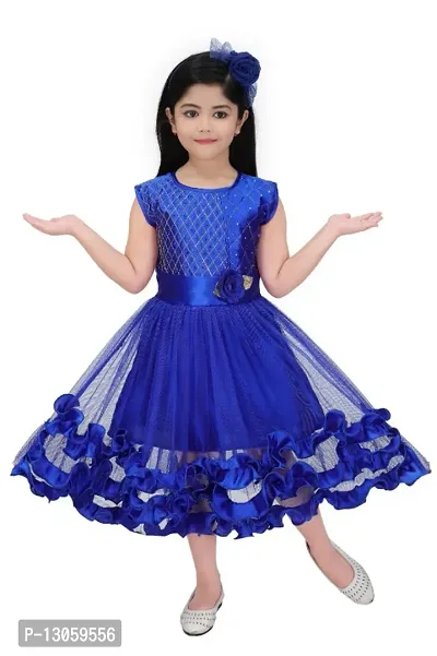 Blue Net Dress for Girls