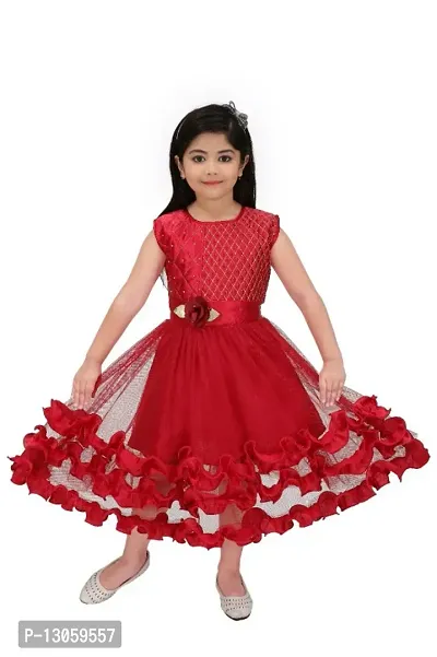 Red Net Dress for Girls-thumb0