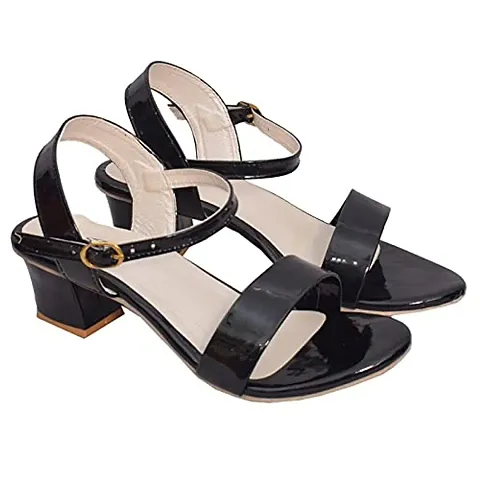 Zeenat Fashions Women's Fancy Block Heel sandals Black_3