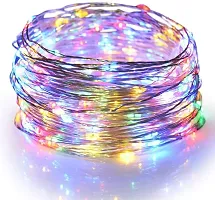 LTETTES 10 Meters 100 LED Multicolor - RGBY 4 Colors Flexible Copper Wire Fairy String Lights 3AA Battery Powered with Remote Controller and 8 Modes Functions and Timer, Waterproof IP65 for Outdoor Indoor Decoration-thumb1