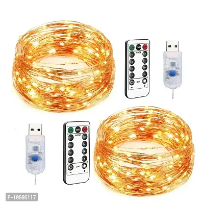 LTETTES 10 Meters 100 LED Copper Wire Lights, USB Powered with Remote Controller, Dimmable, IP65 Waterproof Fairy Lights, Warm White Decorative String Lights for Party, Wedding,Photography-thumb0