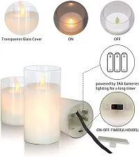 LTETTES Flameless LED Battery Powered Candles with Swiveling Wick Paraffin Wax Transparent Glass Pillar Cup Candle Set of 3 - 4 5 6 Height with Remote Controller for Home Decor Party Festival Wedding Decoration (Transparent)-thumb2