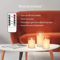 LTETTES Flameless LED Battery Powered Candles with Swiveling Wick Paraffin Wax Transparent Glass Pillar Cup Candle Set of 3 - 4 5 6 Height with Remote Controller for Home Decor Party Festival Wedding Decoration (Transparent)-thumb1
