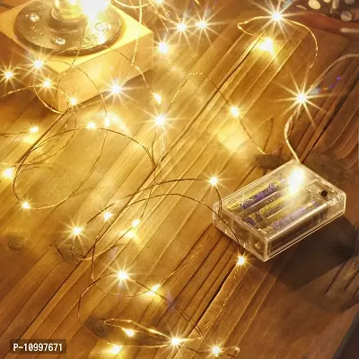 LTETTES String Light Battery Powered Decorative Copper Wire LED Warm White Fairy Light for Outdoor/Indoor Wedding Christmas Festive Decoration (5 Meter)-thumb0