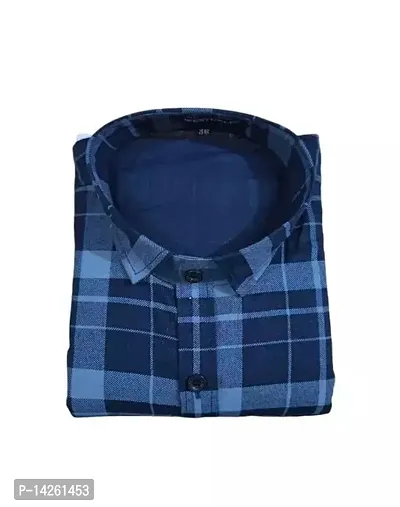 Stylish Blue Cotton Checked Shirts For Boys