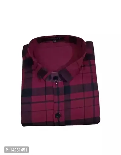 Stylish Maroon Cotton Checked Shirts For Boys