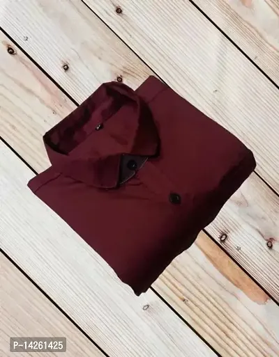 Stylish Maroon Cotton Solid Shirts For Boys