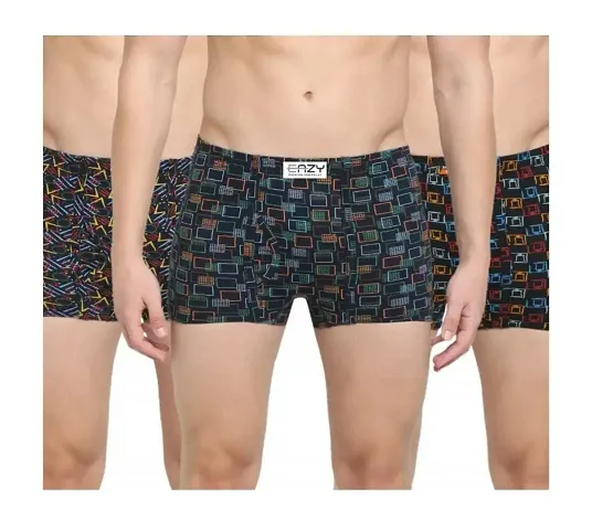 Ganesh Creations Men's Eazy Premium Printed Mini Trunk for Men & Boys|Men's Underwear Trunk (Pack of 3)