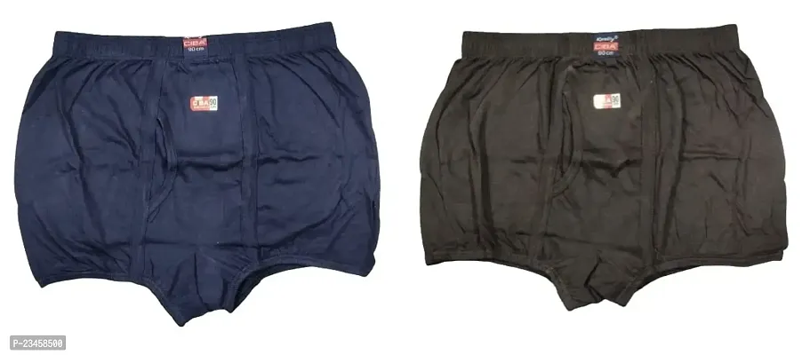 Elegant Hosiery Cotton Self Pattern Trunks For Men- Pack Of 2