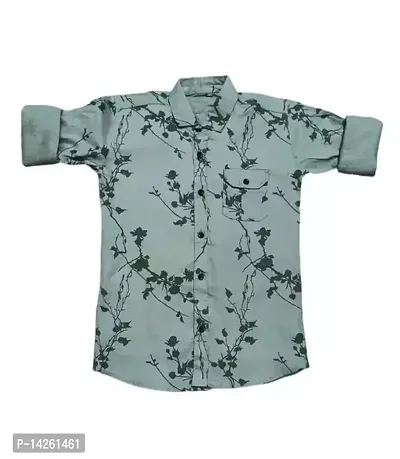 Stylish Green Cotton Printed Shirts For Boys-thumb0