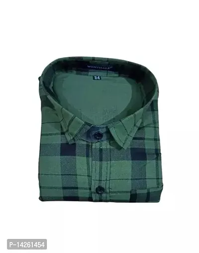 Stylish Green Cotton Checked Shirts For Boys