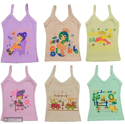 Stylish Hosiery Cotton Camisole For Girl Pack Of 6-thumb0