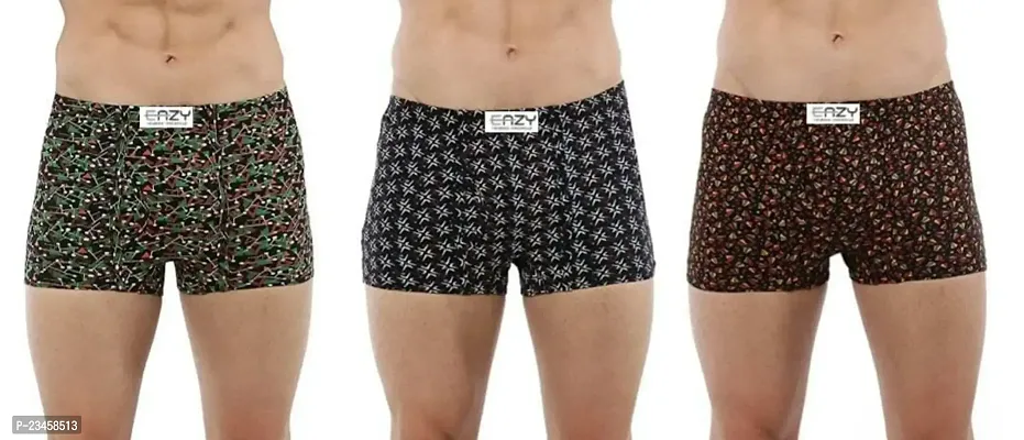 Elegant Hosiery Cotton Self Pattern Trunks For Men- Pack Of 3