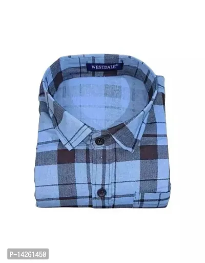 Stylish Blue Cotton Checked Shirts For Boys