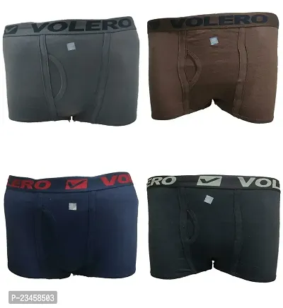 Elegant Hosiery Cotton Self Pattern Trunks For Men- Pack Of 4