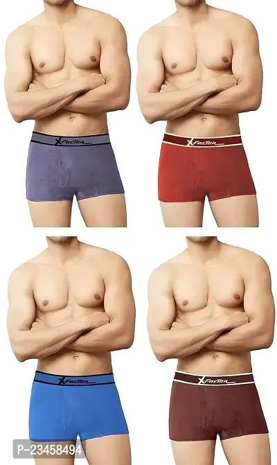 Elegant Hosiery Cotton Self Pattern Trunks For Men- Pack Of 4