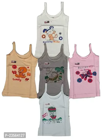 Stylish Hosiery Cotton Camisole For Girl Pack Of 5-thumb0