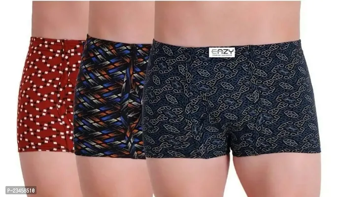 Elegant Hosiery Cotton Self Pattern Trunks For Men- Pack Of 3