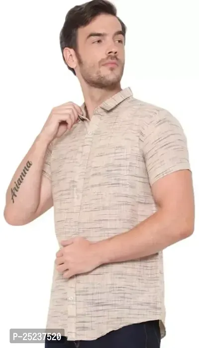 Reliable Nude Cotton Short Sleeves Casual Shirt For Men-thumb0