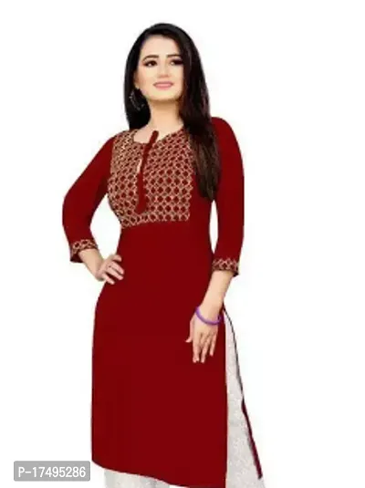 Elegant Maroon Embroidered Rayon Kurta For Women