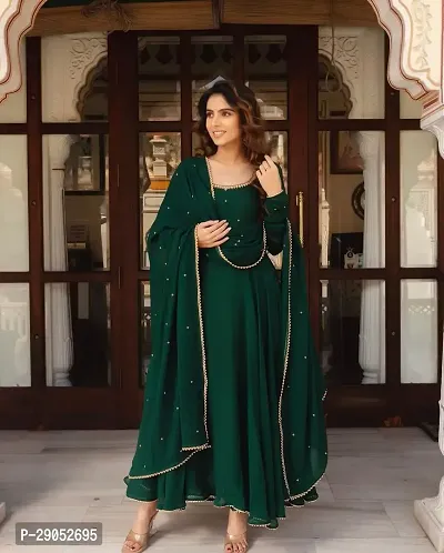 Fancy Georgette Ethnic Gowns With Dupatta For Women-thumb2