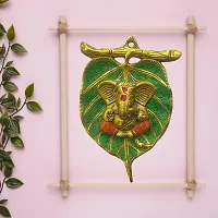 CristaVista Metal Ganesha Statue Sculpted Wall hangings for living room Antique Finish - Home Decoration | Mandir | Gift-thumb2