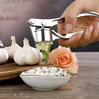 CristaVista Garlic Crusher Presser Garlic Press Multi-Function Manual Portable Garlic Crusher Ginger Mincer Garlic Presser Curved Garlic Grinding Slicer (Silver) (Garlic Press)-thumb1