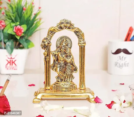 CristaVista Metal Radha Krishna Statue Gold Plated Decor Your Home,Office  Radha Krishna Murti Idol Showpiece Figurines,Religious Krishna Idol Gift Article.-thumb0