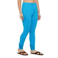 Fabulous Blue Cotton Solid Leggings For Women-thumb2