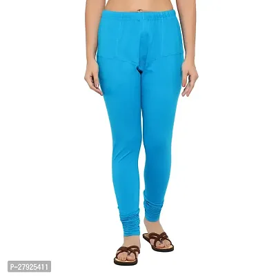 Fabulous Blue Cotton Solid Leggings For Women-thumb0