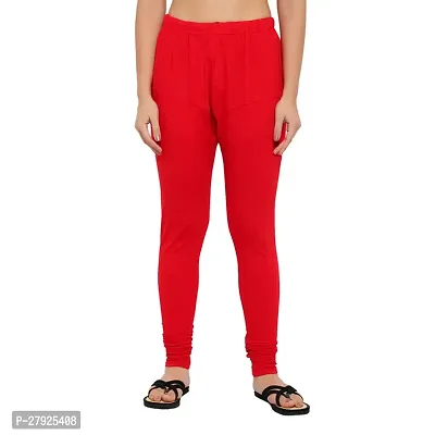 Fabulous Red Cotton Solid Leggings For Women