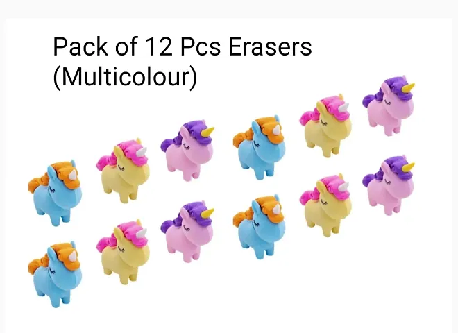 Unicorn Themed Eraser (Pack of 12 Erasers)