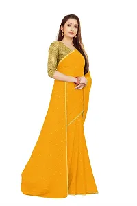 Rhey The Women's beautiful Foil Printed Saree With unstitched blouse piece for women's and girl's (Yellow)-thumb4