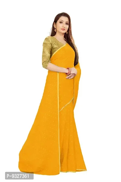 Rhey The Women's beautiful Foil Printed Saree With unstitched blouse piece for women's and girl's (Yellow)-thumb5