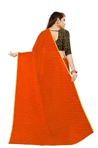 Rhey The Women's beautiful Chiffon Foil Printed Saree With unstitched blouse piece for women's and girl's (Orange)-thumb3