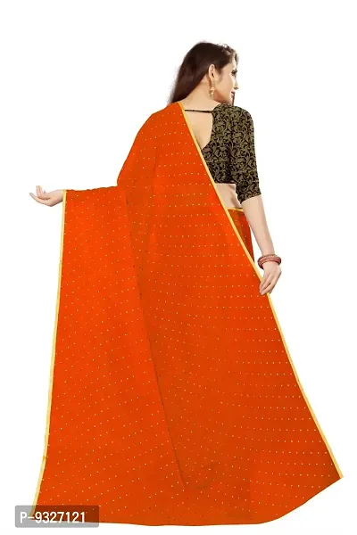 Rhey The Women's beautiful Chiffon Foil Printed Saree With unstitched blouse piece for women's and girl's (Orange)-thumb4