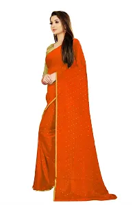 Rhey The Women's beautiful Foil Printed Saree With unstitched blouse piece for women's and girl's (orange)-thumb3