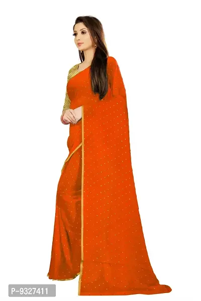 Rhey The Women's beautiful Foil Printed Saree With unstitched blouse piece for women's and girl's (orange)-thumb4