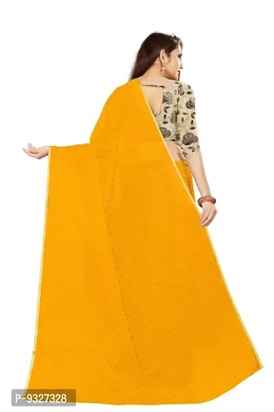 Rhey The Women's beautiful Foil Printed Saree With unstitched blouse piece for women's and girl's (Yellow)-thumb3