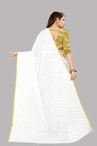 Rhey The Women's beautiful Foil Printed Saree With unstitched blouse piece for women's and girl's (White)-thumb1