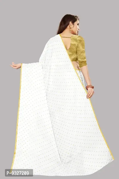 Rhey The Women's beautiful Foil Printed Saree With unstitched blouse piece for women's and girl's (White)-thumb2