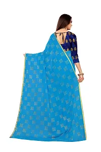 Rhey The Women Foil Printed Work Chiffon Saree With Unstitched Blouse Piece (Light Blue)-thumb1