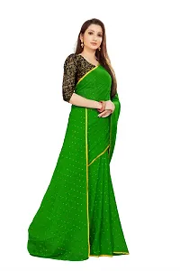 Rhey The Women's beautiful Chiffon Foil Printed Saree With unstitched blouse piece for women's and girl's (Green)-thumb2