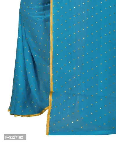 Rhey The Women's beautiful Foil Printed Saree With unstitched blouse piece for women's and girl's (Light Blue)-thumb3