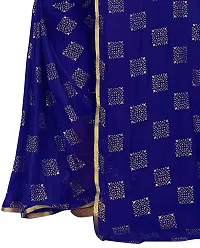 Rhey The Women Foil Printed Work Chiffon Saree With Unstitched Blouse Piece (Dark Blue)-thumb4